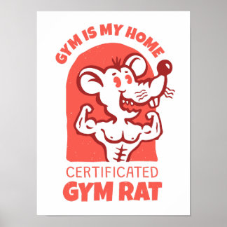 Affiche de Rats de Gym. Art mural de fitness drôle