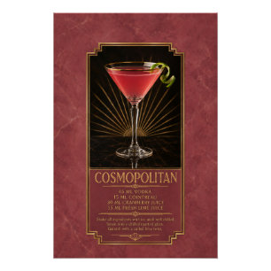 Affiche de recette Cosmopolitan Art de bar