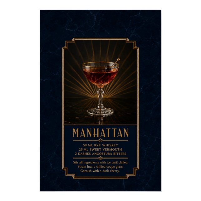 Affiche de recette de Manhattan | Art de bar (Devant)