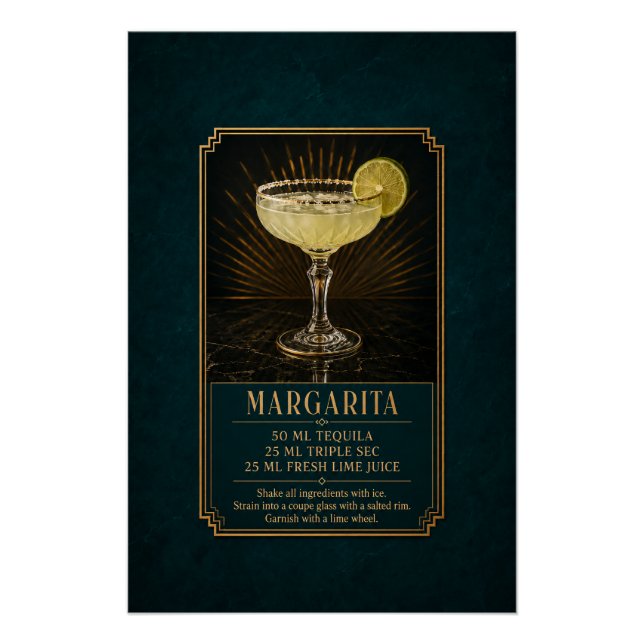 Affiche de recette de Margarita | Art de bar (Devant)