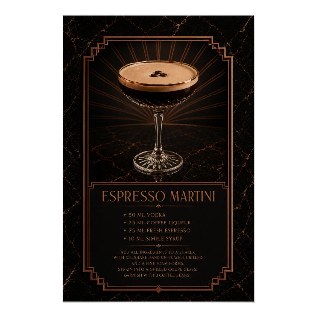 Affiche de recette de Martini Espresso | Art de ba (Devant)