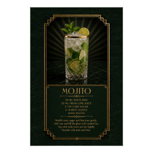 Affiche de recette de Mojito Art de bar