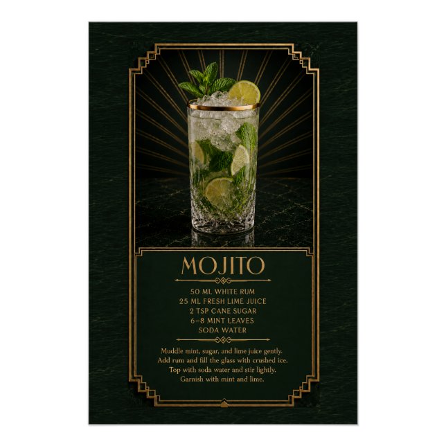 Affiche de recette de Mojito | Art de bar (Devant)