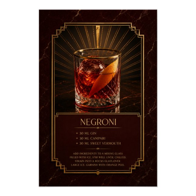 Affiche de recette de Negroni | Art de bar (Devant)