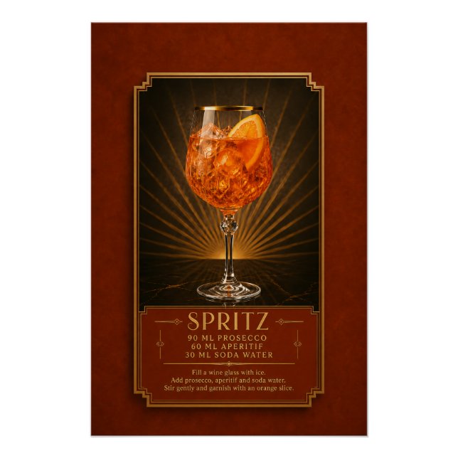 Affiche de recette de Spritz à l'Aperol | Art de b (Devant)