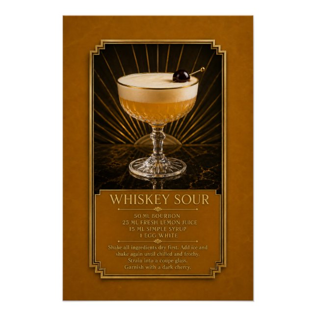 Affiche de recette de Whiskey Sour | Art de bar (Devant)