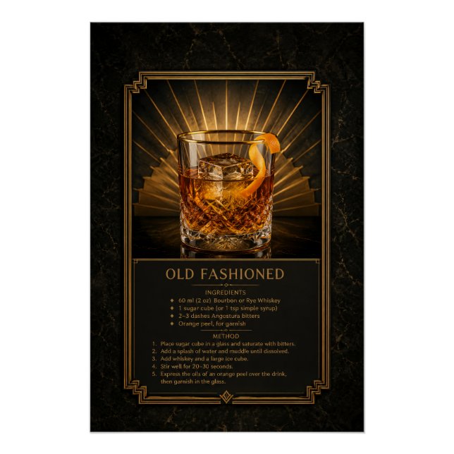 Affiche de recette Old Fashioned | Art de bar (Devant)