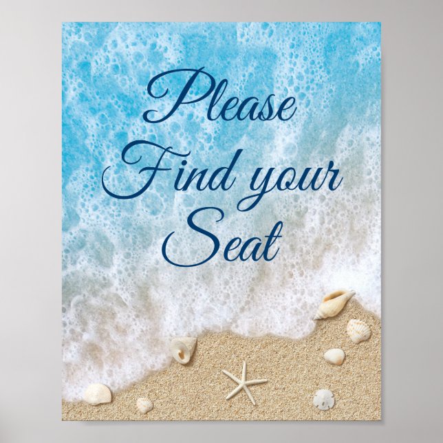 Affiche de recherche de place Vagues de plage bleu (Devant)