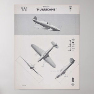 Affiche de reconnaissance de l'ouragan Hawker MKII