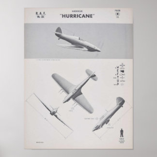 Affiche de reconnaissance de l'ouragan Hawker MKII
