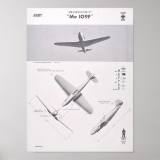 Affiche de reconnaissance ME 109F, 1942