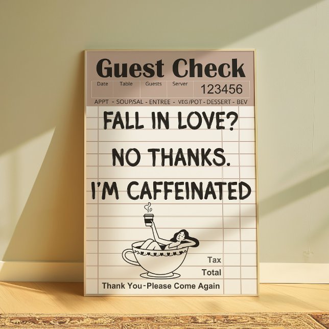 Affiche de reçu de café drôle (Créateur téléchargé)