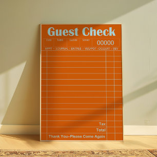 Affiche de reçu de client vintage orange
