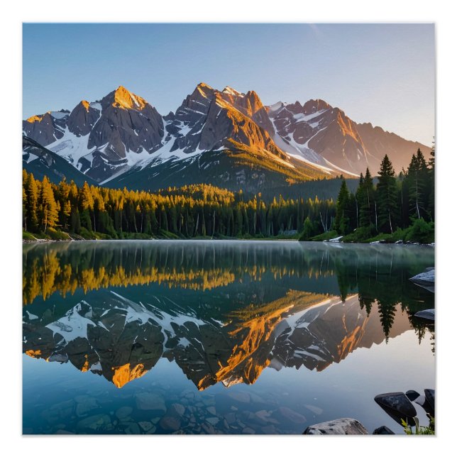Affiche de réflexion du lac de montagne (Devant)