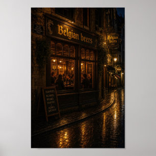 Affiche de réflexions de la nuit belge dans une ma