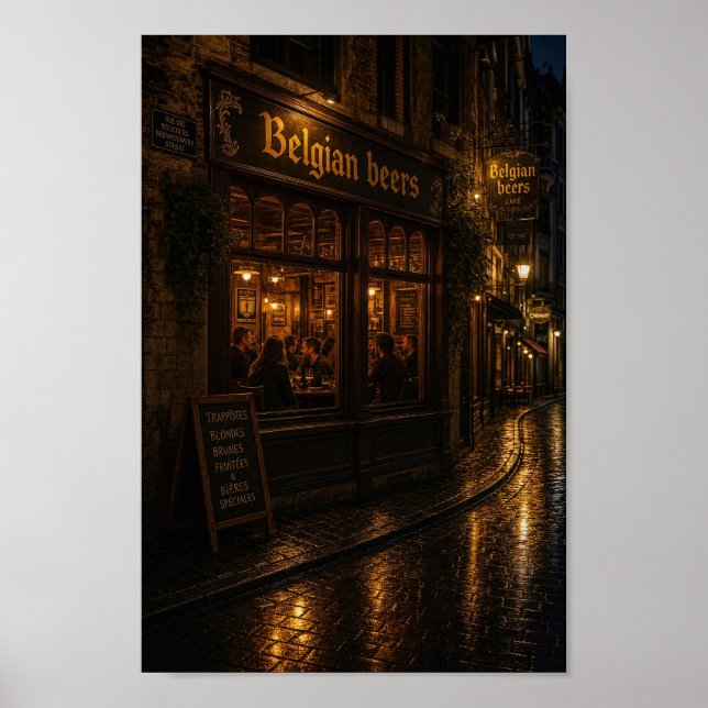 Affiche de réflexions de la nuit belge dans une ma (Devant)