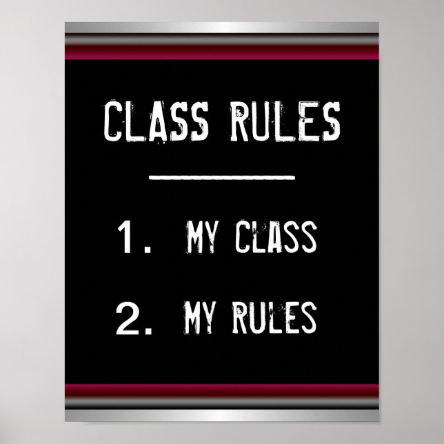 Affiche de règles de classe amusantes (Devant)