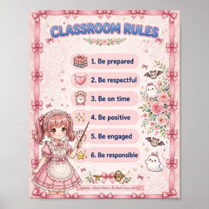 Affiche de règles de classe Coquette rose