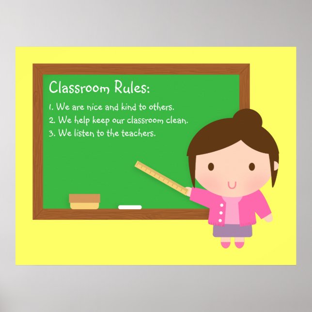 Affiche de règles de classe de l'école adorable (Devant)