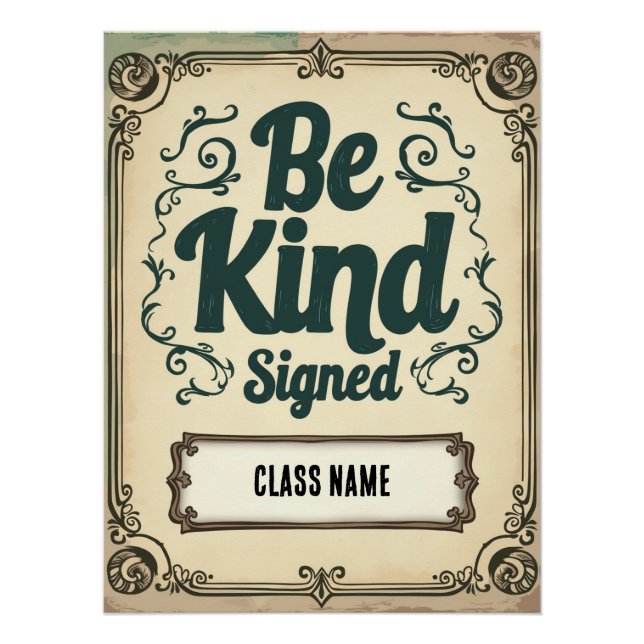 Affiche de règles de classe modifiables avec nom (Devant)