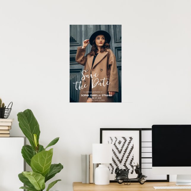 Affiche de remise de diplômes - Nom personnalisé D (Bureau à domicile)