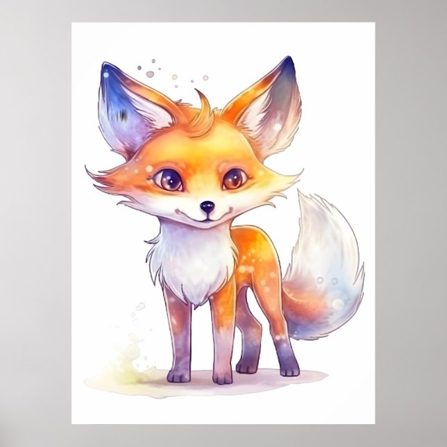 Affiche de renard bébé mignon (Devant)