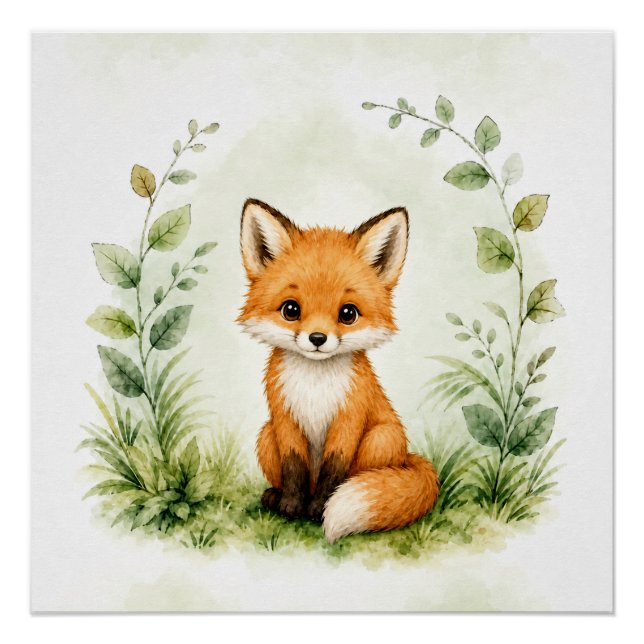 Affiche de renard de forêt Art mural Nature (Devant)