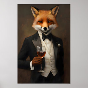 Affiche de renard en smoking, Affiche d'animal, Re
