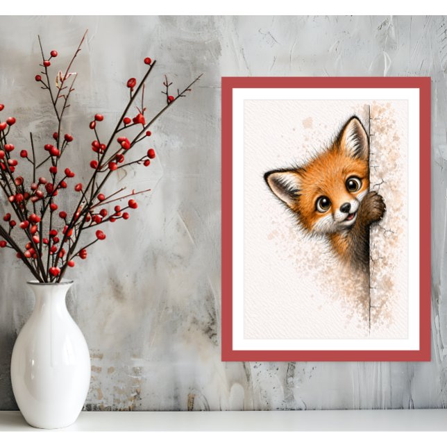 Affiche de renard mignon qui regarde - Impression  (Créateur téléchargé)