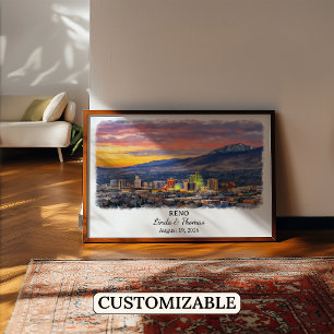 Affiche de Reno Nevada, Aquarelle, Sur mesure