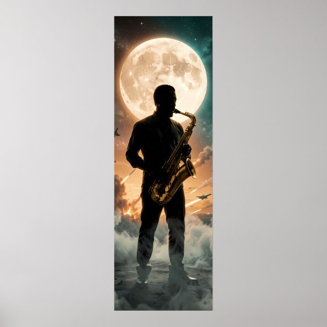 Affiche de rêverie au saxophone sous la lune dans  (Devant)
