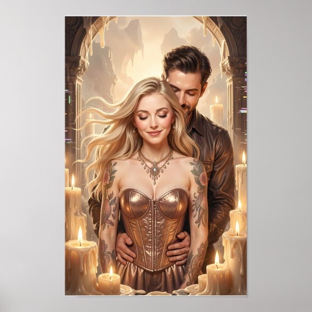 Affiche de Rêverie Romantique aux Chandelles Dorée (Devant)