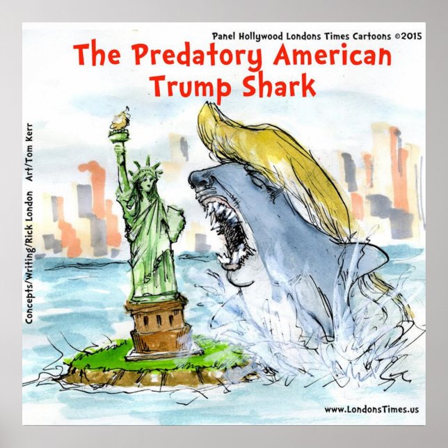 Affiche de Rick London Drôle Trump Requin (Devant)
