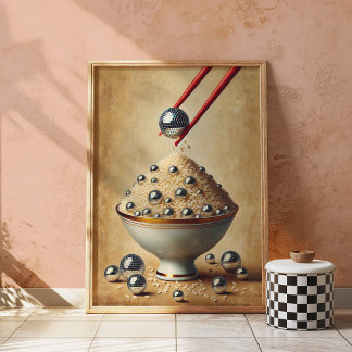 Affiche de riz disco amusante | Art mural de cuisi
