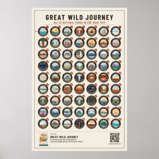 Affiche de road trip dans les parcs nationaux - Cr