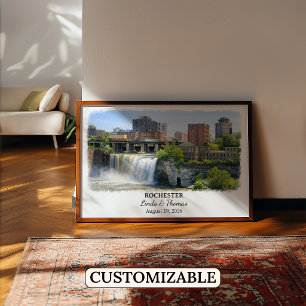 Affiche de Rochester New York, Aquarelle, Sur mesu