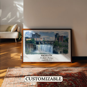 Affiche de Rochester New York, Aquarelle, Sur mesu