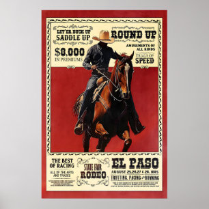 Affiche de Rodéo d'El Paso Impression d'Art de Cow