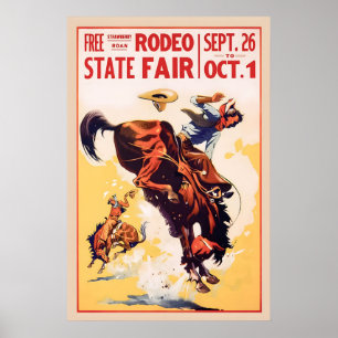 Affiche de rodéo vintage, art mural cowboy western