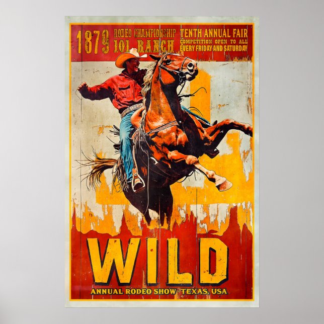 Affiche de Rodéo Wild West 101 Ranch, Texas - Vint (Devant)
