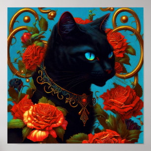 Affiche de Rose le Chat - Art mural de chat noir