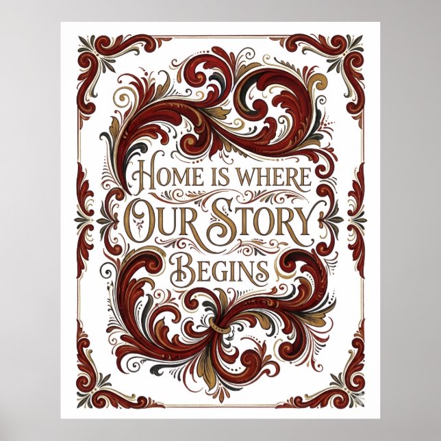 Affiche de Rosemaling nordique, La maison est l'en (Devant)