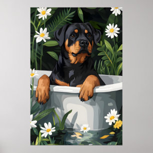 Affiche de Rottweiler dans la baignoire, Affiche d