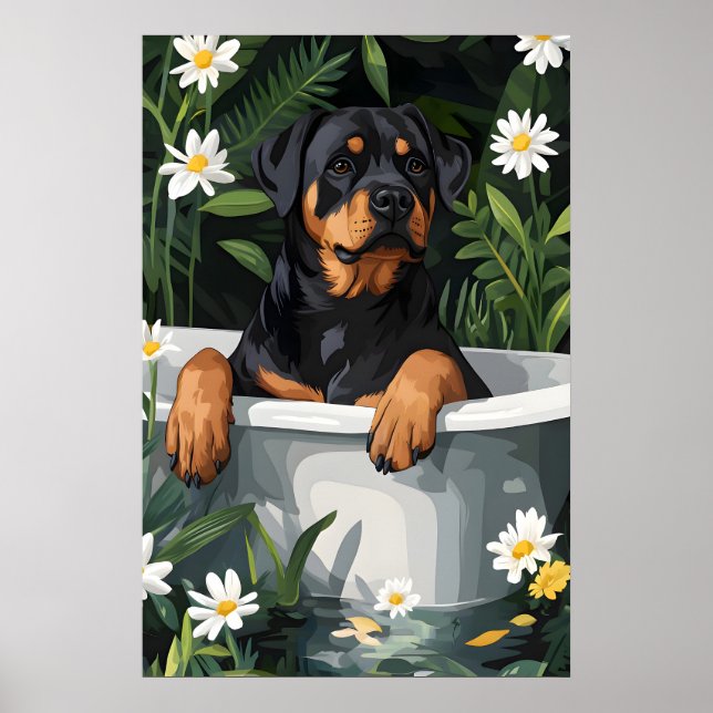 Affiche de Rottweiler dans la baignoire, Affiche d (Devant)