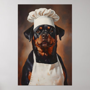 Affiche de Rottweiler en chapeau de chef, affiche