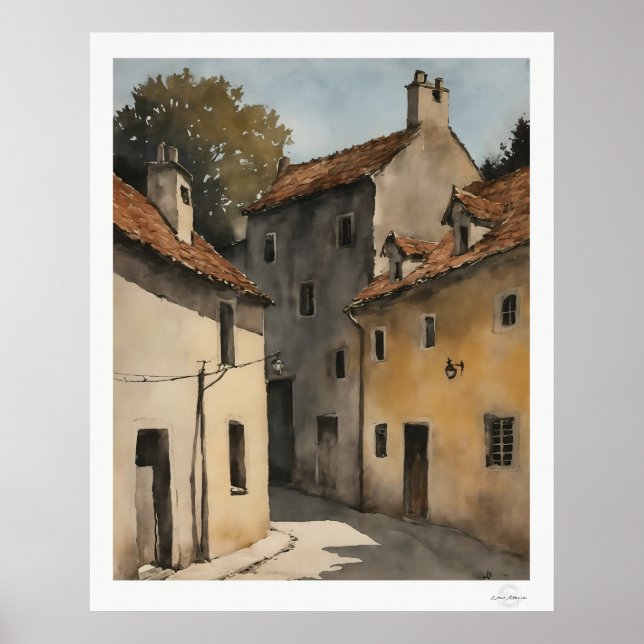 Affiche de rue de village ensoleillée (Devant)