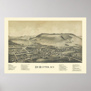 Affiche De Ruyter, NY Carte panoramique - 1892