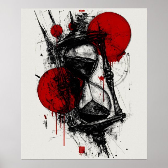 Affiche de sablier Trash Polka abstrait (Devant)