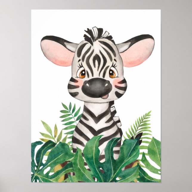 Affiche de Safari Dans La Jungle Bébé Zèbre (Devant)