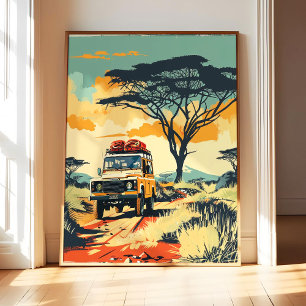 Affiche de safari en Afrique, impression d'art rét
